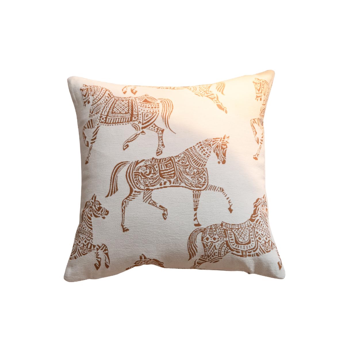 Photo 1 of Croker Horse 18x18 inches Throw Pillow Cushion Covers - Orange Horse Chenille Jacquard Embroidery Couch Sofa Pillow Covers for Living Room Bedroom