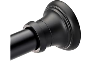 BRIOFOX Black Shower Curtain Rod 47-61 inch - Tension Curtain rod 1 Inch Diameter, Non Slip No Rust Spring Tension Shower Rod, Matte Black