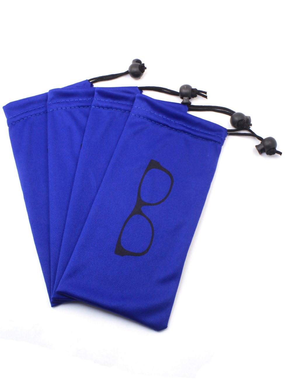 4 PCS Drawstring Microfiber Soft Eyeglasses storage Pouch With Bead Lock (Blue), 180mm* 85mm ±5mm, Blue