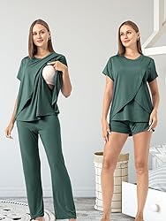 Rnxrbb 3 Piece Postpartum Nursing Pajamas Set