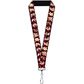 Buckle-Down Lanyard-1.0"-Pin Up Girl Poses Buffalo Plaid Blocks Blac