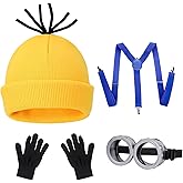 Halloween Costumes for Women Men, Goggles Glasses Yellow Beanie Gloves for Couple Family Cosplay Party Dress Up Accessories