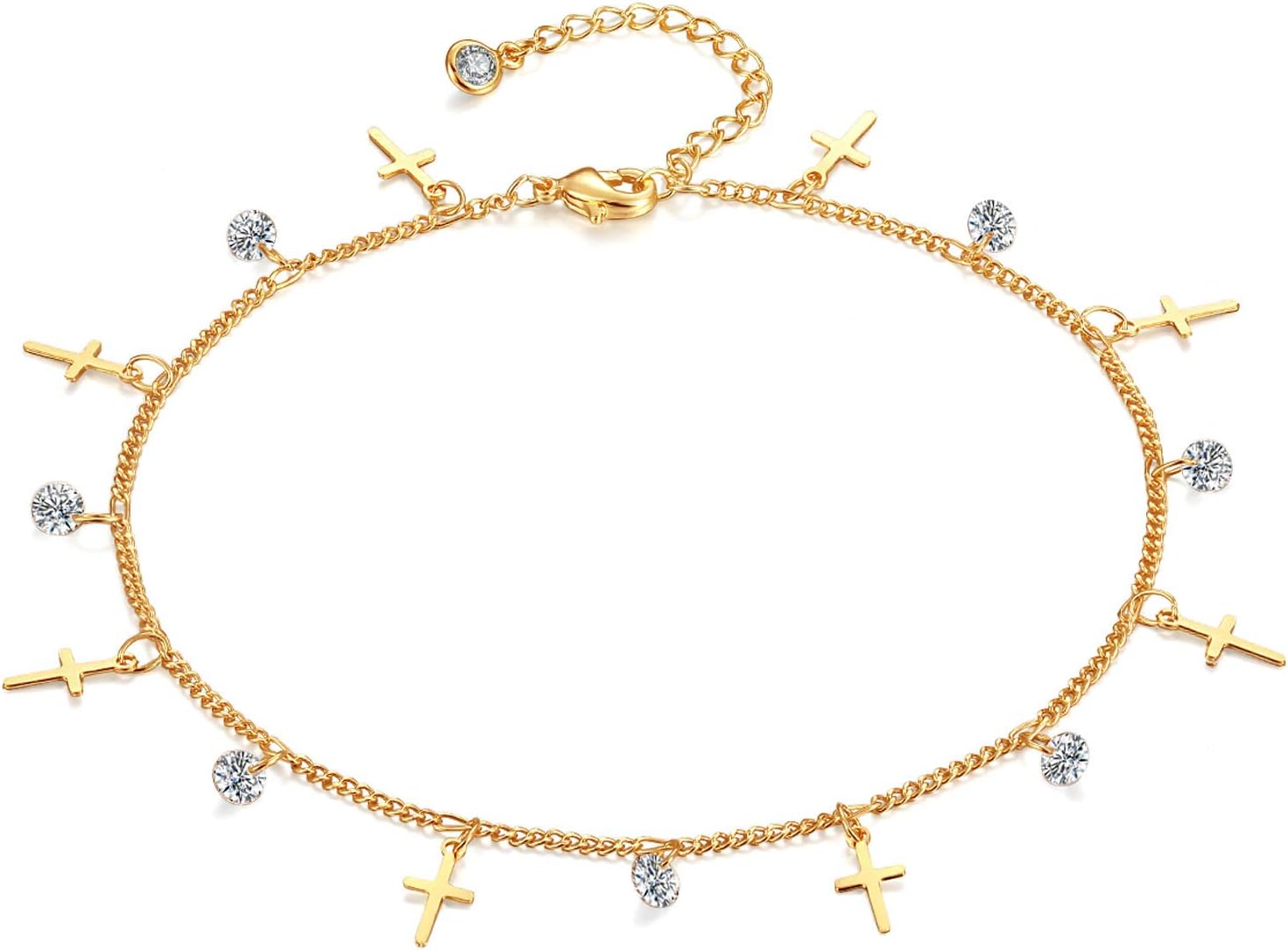 Simple Gold Chain Anklet,14K Gold/Silver Plated Dainty Summer Beach Anklets for Women