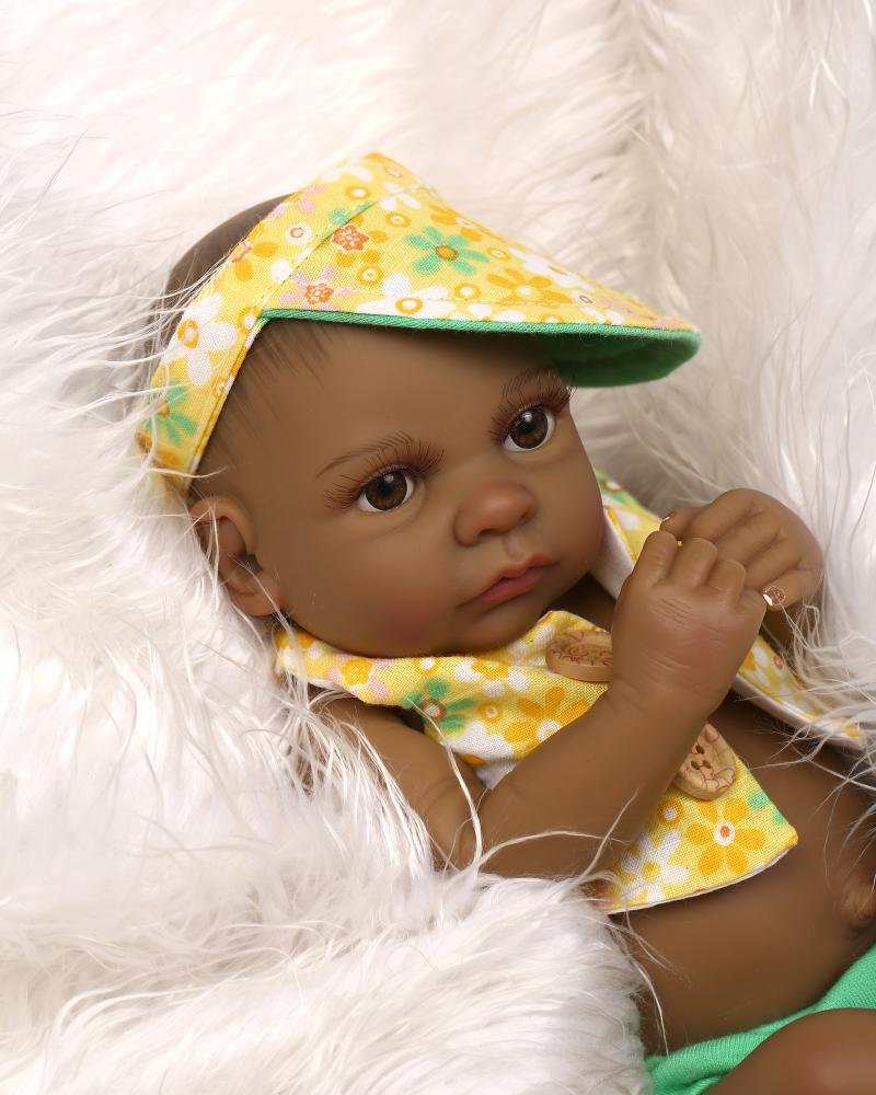 Pinky Reborn Mini 10 Inch 26cm True Looking Full Vinyl Silicone Body Reborn Baby Doll Realistic Newborn Baby Dolls Black Eethnic Boy Native Indian Xmas Gift