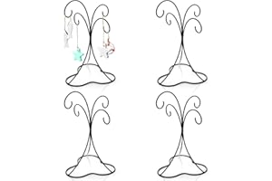 Pumtus 4 Pack Ornament Display Stand, 12 Inch Iron Pothook Stand, Tabletop Terrariums Hanger with 4 Hooks, Display Tree for Crystal Glass Witch Ball, Easter Christmas Wedding Party Office Home Decor