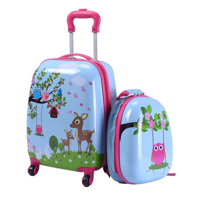 Girls 12’’ 16’’ Carry On Luggage Set with Wheels HONEY JOY 2 Pc Kids