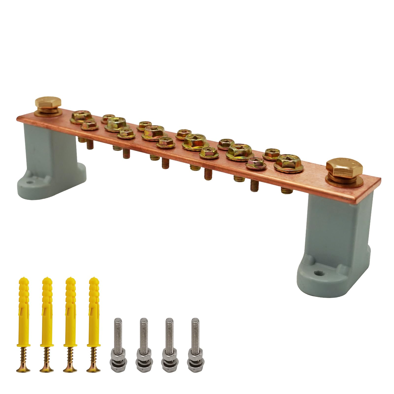 Copper Grounding Bar Kit, 7.8" Copper Bus Bar