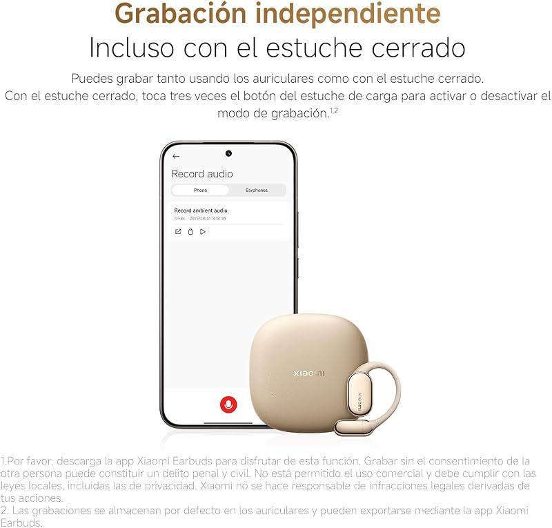 OpenWear Stereo Pro, Auriculares de Oreja Abierta, Bluetooth con Gancho, Uso cómodo y Estable, batería 45h, Resistente al Agua IP54, múltiples Drivers, Audio Hi-Res HiFi, Oro Arena