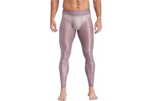 Miutii Mens Ultra Thin Ice Silky Leggings Sheer See Through Stretchy Compression Pants Yoga Tights