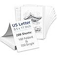 200 Sheets US Letter Size Thermal Paper(100 Folded & 100 Single), Thermal Printer Paper 8.5 x 11 Inch, for M08F/A40 Portable Printer