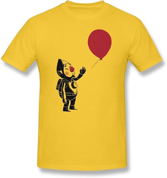 Amazon Co Jp 顔春 メンズ 16 夏 赤の風船とピエロ 半袖tシャツ Yellow Xxl 服 ファッション小物