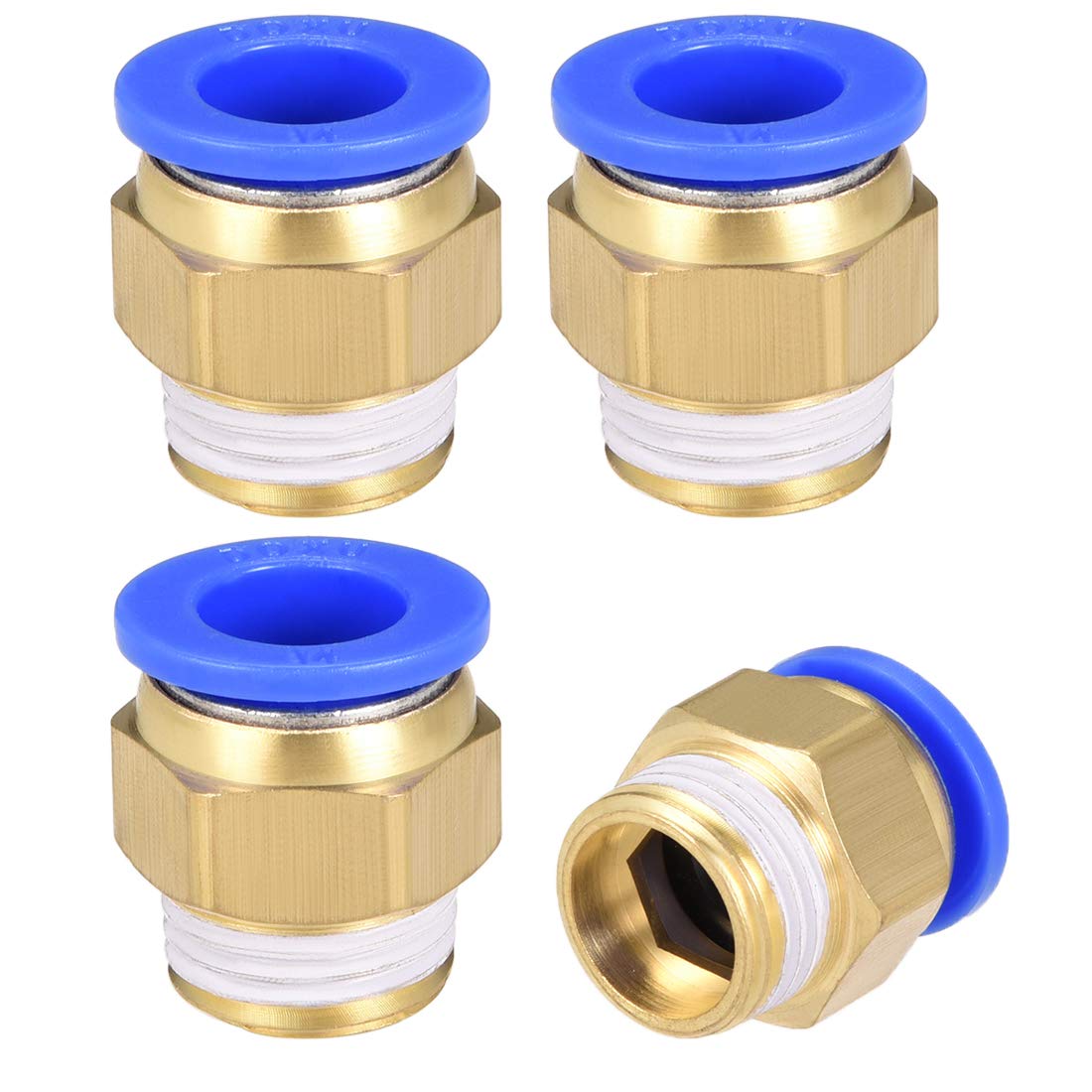 sourcing map Straight Pneumatic Push to Quick Connect Fittings G1/2 Male x 14mm Tube OD 4pcs
