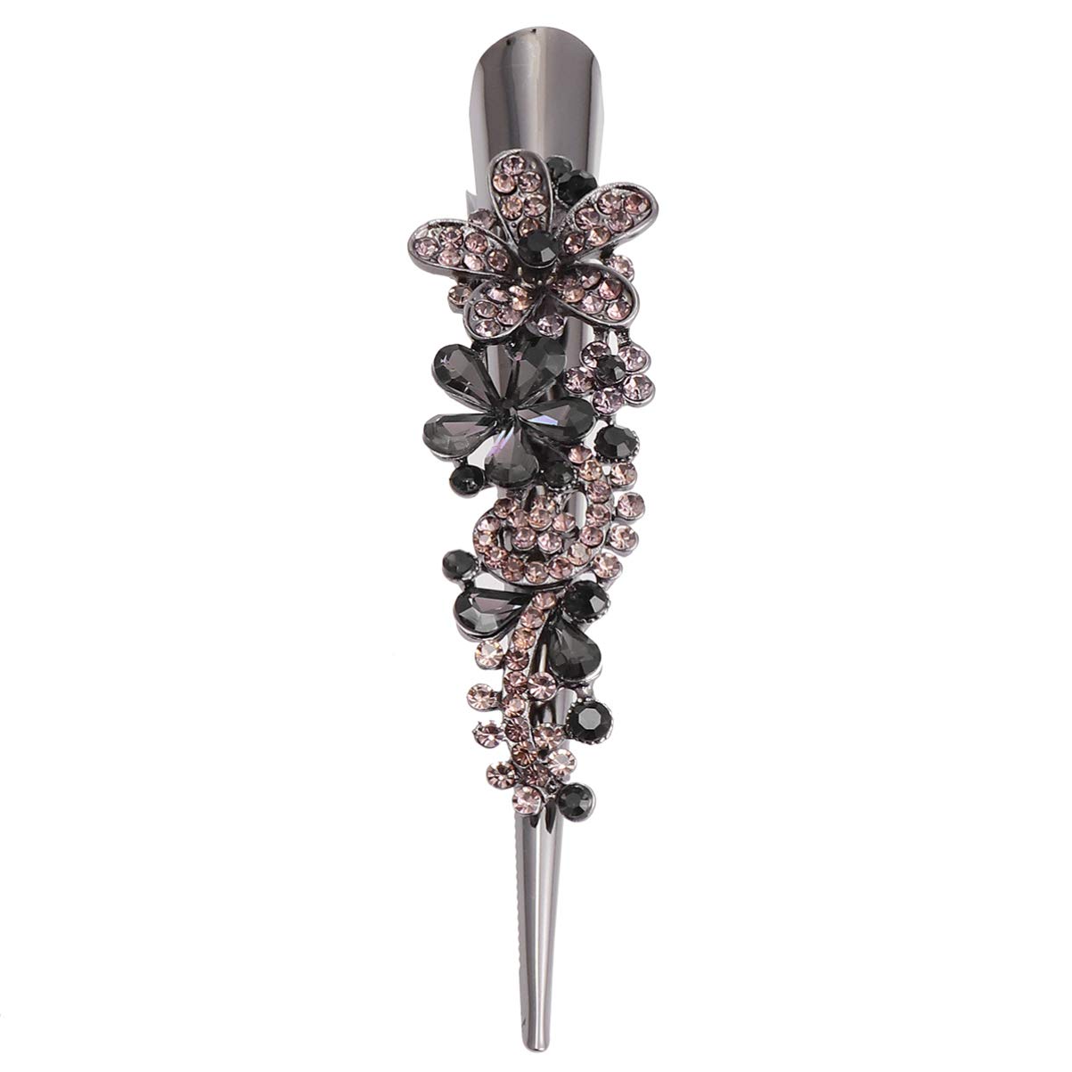 Rhinestone Duckbill Clips for Women Alligator Hair Clips Long Bill Clip Beak Clip Grey