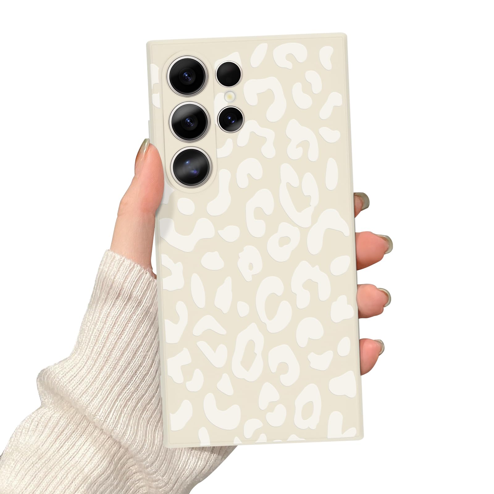 Newseego Phone Case Compatible with Galaxy S24 Ultra, Beautiful Leopard Cheetah Pattern Fashion Retro Girls Women Phone Cover Soft Slim TPU Shockproof Protective Case for Galaxy S24 Ultra-White