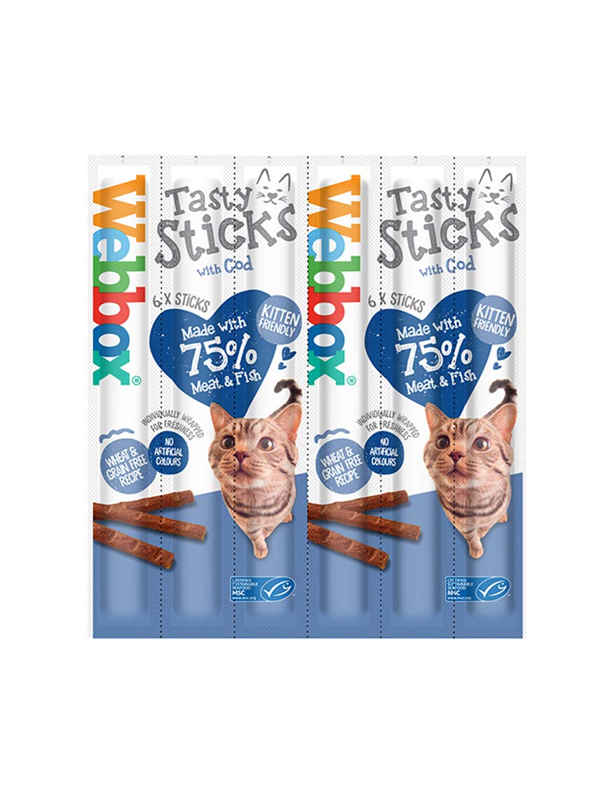 Webbox Cats Delight Tasty Sticks with Cod 6pcs 30g (Deal of 12)