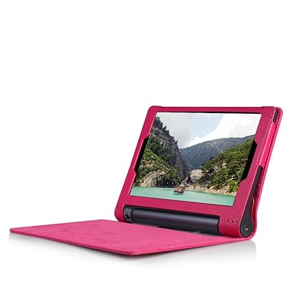 Iusun Smart Premium Leather Case Stand Cover for 10.1 Lenovo Yoga Tab 3 10 X50L X50F Tablet (Hot Pink)