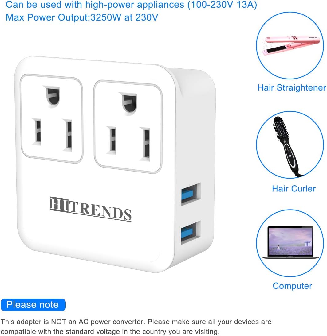 UK Ireland Hong Kong Power Adapter Light Weight Type G Compact Travel