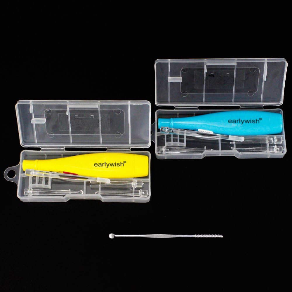 Earlywish Upgraded 6.75" Long Tonsil Stone Remover Tool, 2 Sets for Blue and Yellow 5 attachments Each Set - Image 4