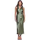 Xscape Womens Midi Satin Collared Top Dress