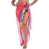MissShorthair Womens Chiffon Beach Pareos Sarong Sheer Swimsuit Cover Ups Swimwear Bikini Wrap