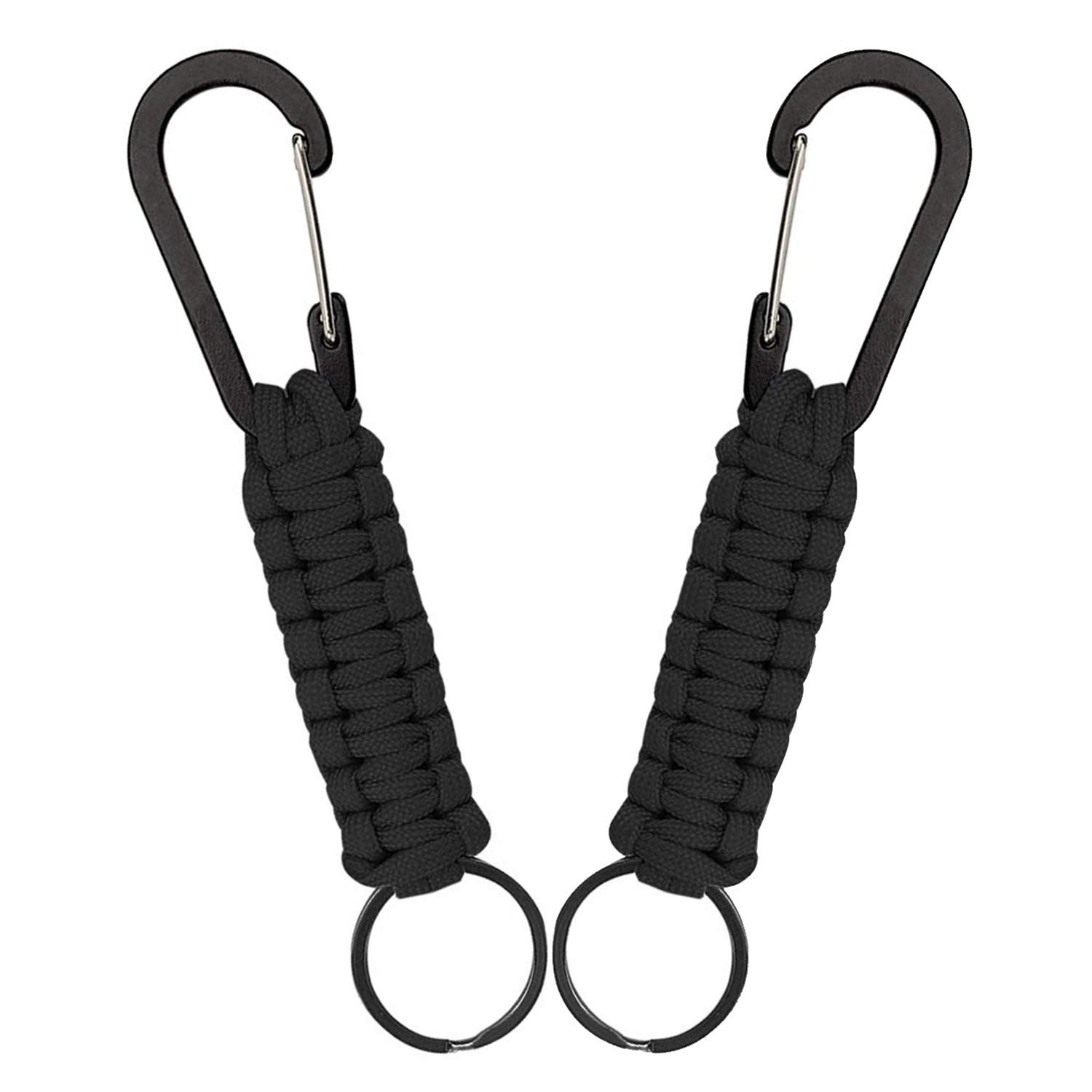XCOZU 2 Pack Paracord Keychain, Paracord Lanyard with Snap Hook Carabiner Clips for Outdoor Survival, Camping, Hiking