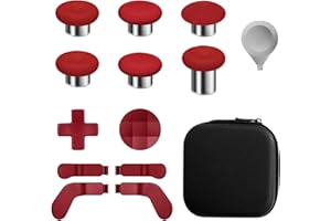 SANGDER Metal Replacement Thumbsticks for Xbox Elite Controller Series 2 Core,Includes 6 Swap Magnetic Joysticks, 4 Paddles, 2 D-Pads, 1 Adjustment Tool(Red)