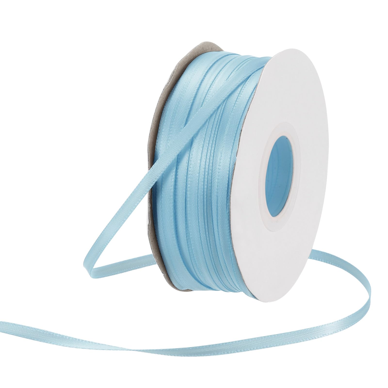 Rebower 3mm Satin Ribbon 91m Thick Double Face Grosgrain Silk Ribbon, [for Gift Wrapping, Hair Bows, Wedding, Cake, Flower] - 100 Yard/300ft/ Light Blue — image 1