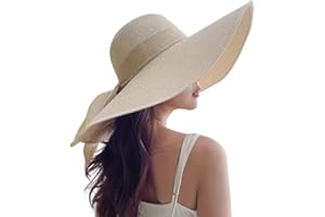 TOBEHIGHER Beach Hats for Women - Beach Hat Womens UPF 50+, Packable Sun Hat Women Roll Up, Wide Brim Straw Hat for Women