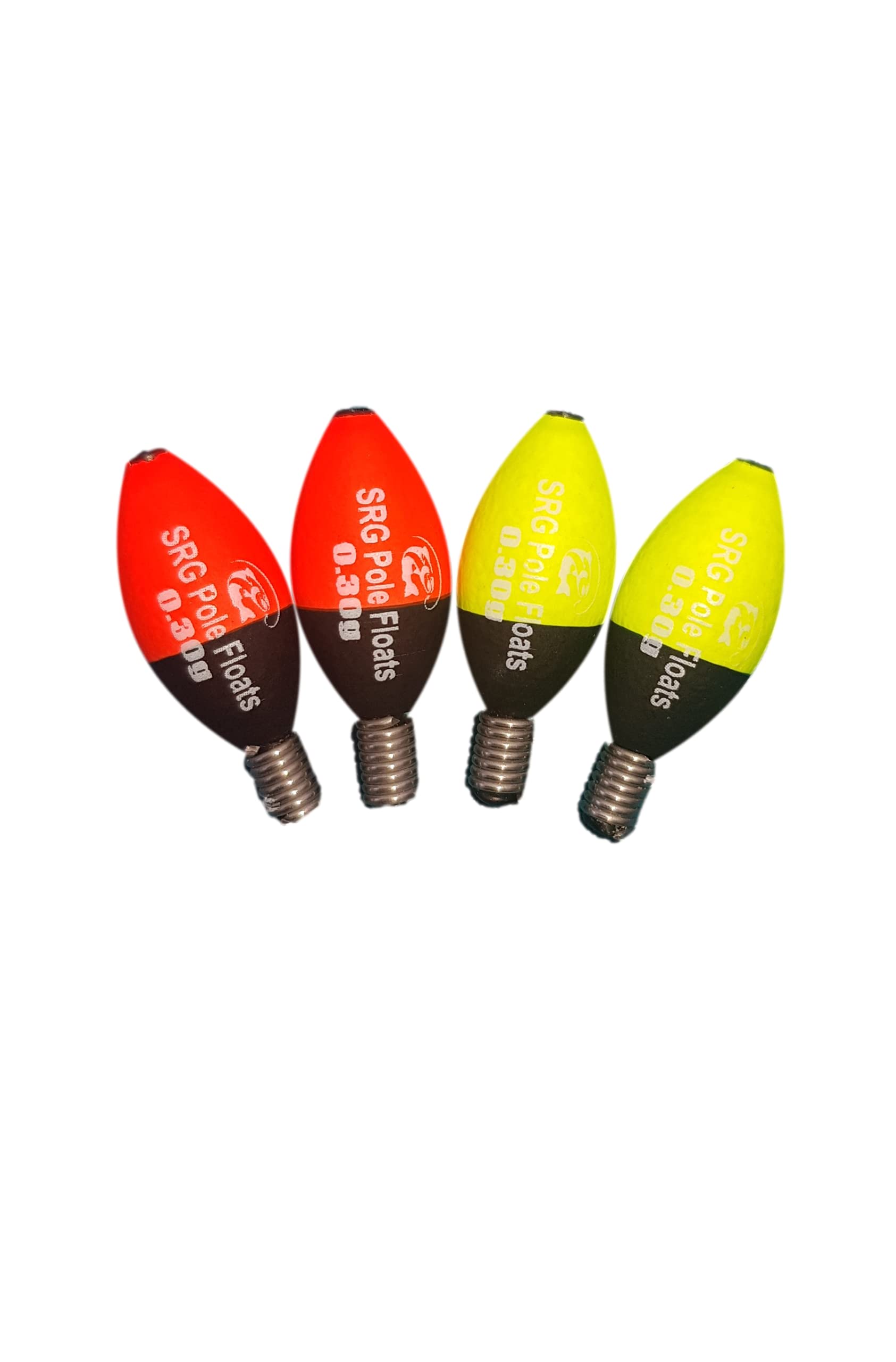 SRG Pole Floats Jigger Floats Pack of 4 (2 x 0.3 Red Tip / 2 x 0.3g Yellow Tip)