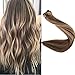 Surprise 18 inch Hair Weft Extensions Human Hair Ombre Balayage Remy Hair Bundles Double Wefted Full Head Color #4 Dark Brown And #27 Honey Blonde 100g Per Package Remy Hair