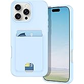 Petocase for iPhone 16 Pro Wallet Case Card Holder Slot Slim Fit Flexible TPU Gel Rubber Soft Skin Silicone Protective Phone Case Cover for Apple iPhone 16 Pro 6.3 inch Sky Blue