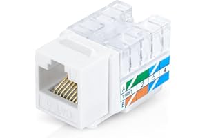 Everest Media Solutions 90° Angled CAT6/5e Keystone Jack in White - Slim Profile RJ45 Female Connector - Compatible with 90° Angled Speed Termination Tool - easyJACK (B094WB91H3) - 20-Pack