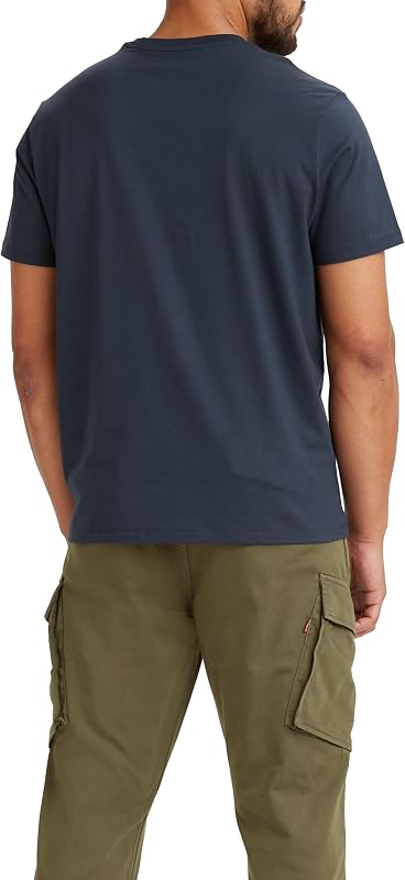Herren Graphic Set-In Neck T-Shirt, Batwing Logo, Dress Blues, M