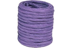 ALLWSLUCKY 15Yard Raffia Paper Ribbon, 4mm Paper String Colorful Twisted Craft Rope Wrapping Ribbon for DIY Making Flower Basket, Gift Wrapping,Party Decor (Purple)