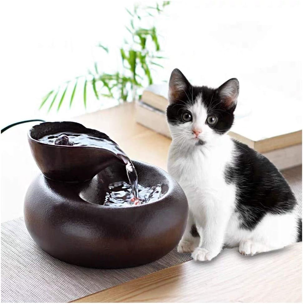 GONGFF Bowls Cat FooCERAMIC t Drinking Fountain Small leaf Electric