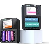 LIMETA Rechargeable Batteries Charger AA AAA Independent 6 Slot USB Smart Fast Charging for 1.2V 1.5V 3.7V Nimh Lithium Nicd 18650 21700 Battery Charger with Discharge Refresh Function LCD Display