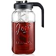 AOZITA Iced Tea Maker Pitcher with Infuser and Lid - 2 Quart Glass Mason Jar Pitcher Leak-proof Water Jug, Heavy Duty Glass Container for Tea, Water, Juice, Milk, Iced Coffee, and Drinks