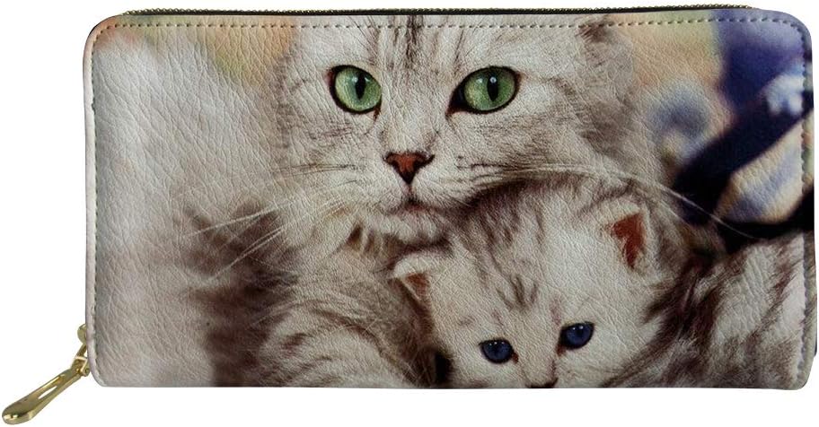 Showudesigns Multi-Card Holder Women's PU Leather Purse Business Long Wallet Cat Print