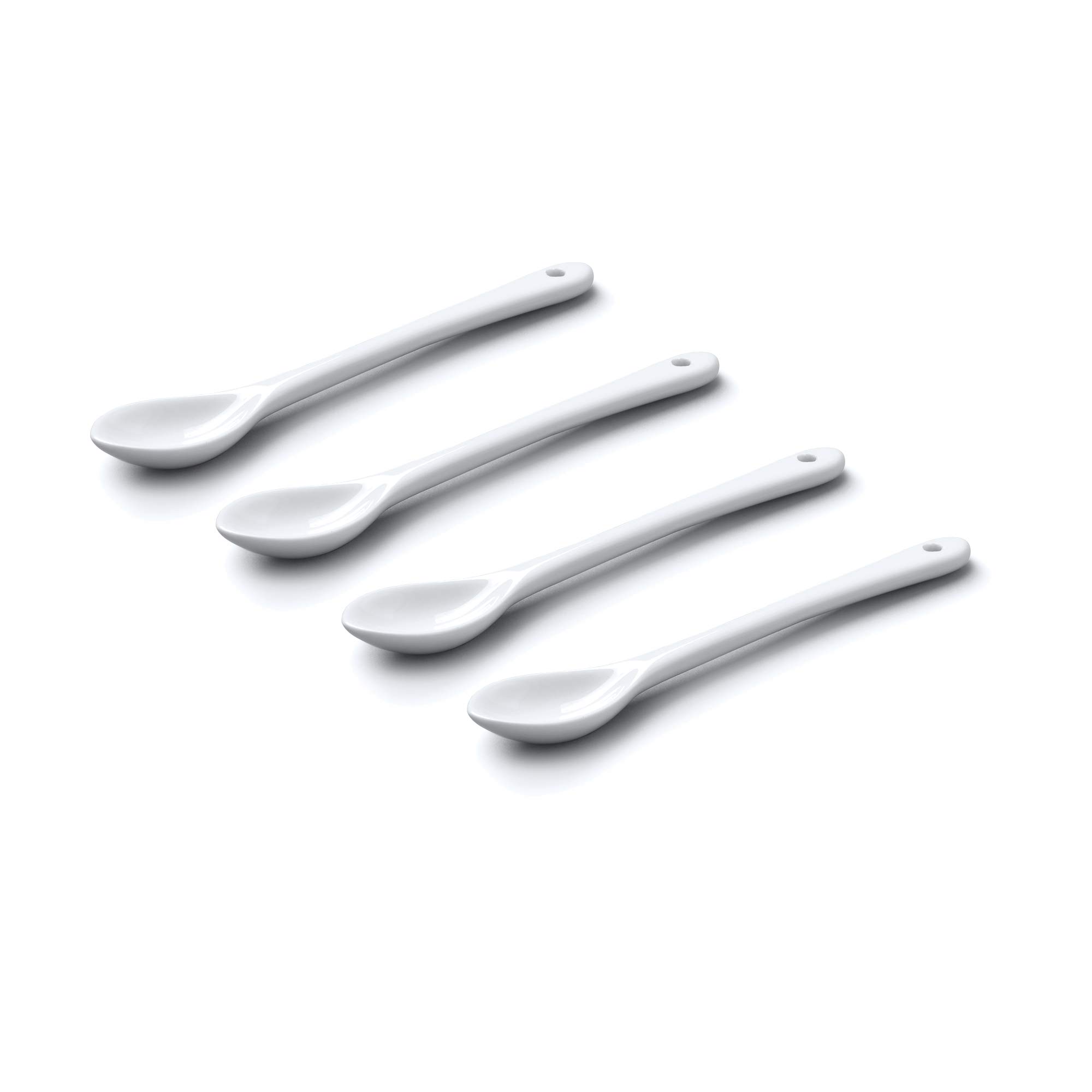 Wm Bartleet & Sons Set of 4 Traditional Porcelain Condiment Spoons for Jam, Sugar and Sauces 15cm – White