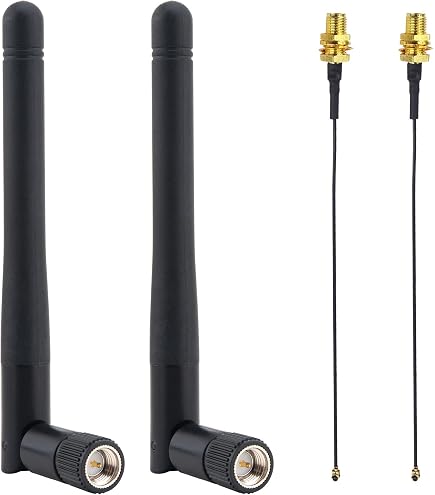 Antenne Wifi Longue Portée Futheda 2 Paquets Antenne 433MHz SMA Mâle 3dBi Omnidirectionnelle 15cm Câble Coaxial De IPX UFL MHF1 Vers SMA Femelle Pour Routeur Réseau Sans Fil WiFi Combinés De Téléphone