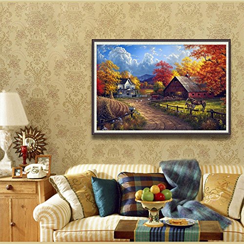 5D DIY Village Farm Diamond Painting By Number Kits 12X16 inches