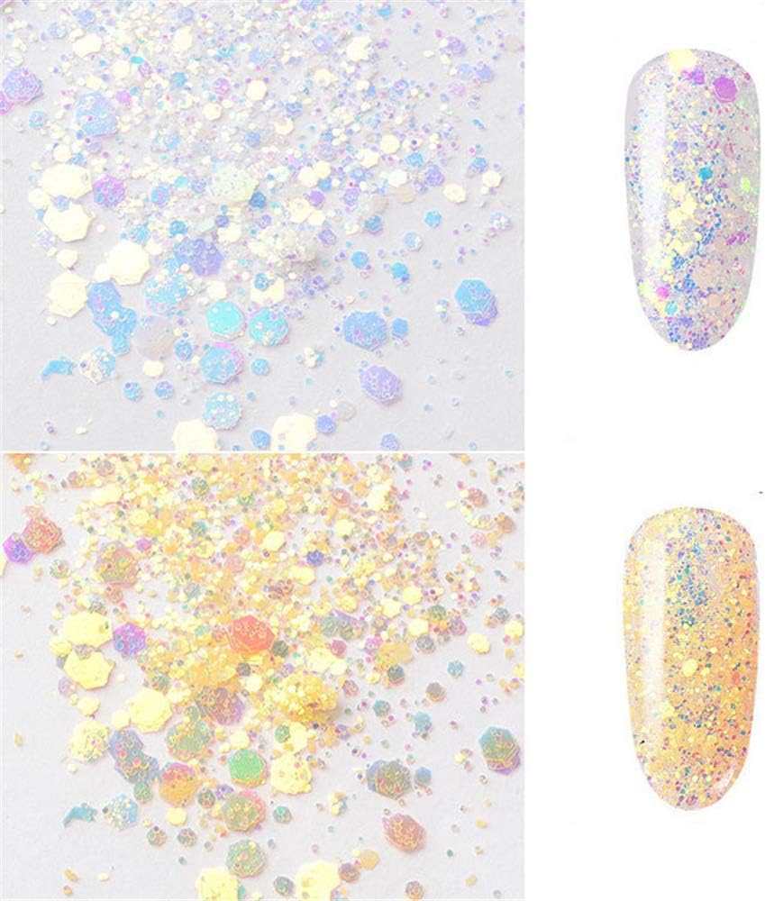 1 Pot Optical Light Change Nail Sequins Mixed Size Flakes Chameleon Nail Art Glitters 3d Manicure UV Gel DIY Accessories Charm Nail Art Decoration (B003)