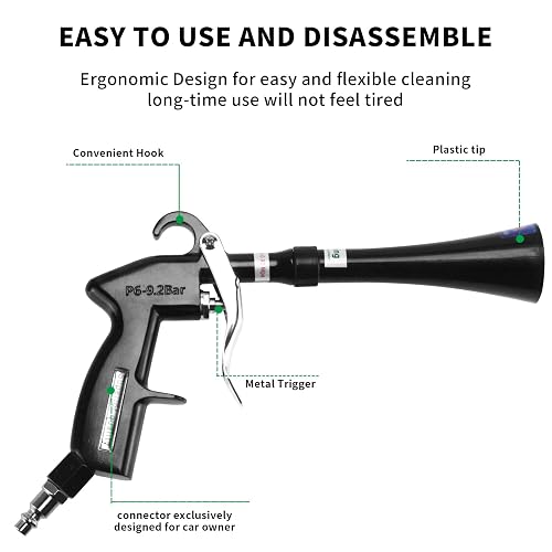 GOCCIDA Mini Tornado Air Gun – Vortex Cleaning Gun With Detachable Brush, High-Pressure Blow Gun For Car Detailing