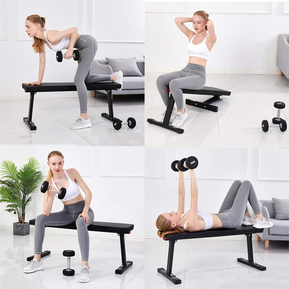 ZQQ Flat Weight Bench, Foldable Capacity Weight Bench - Workout Utility Bench Capacity Sit Up Bench Weight Training and Abdominal Training Folding Bench: Sports & Outdoors