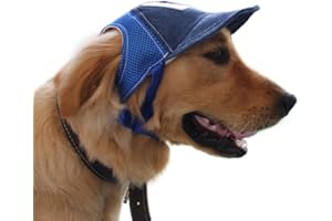 PETALL Pet Dog Baseball Cap Sport Cap Hat - Outdoor Hat Sun Protection Summer Cap for Small Medium Large Dog (Large Cap, Blue)