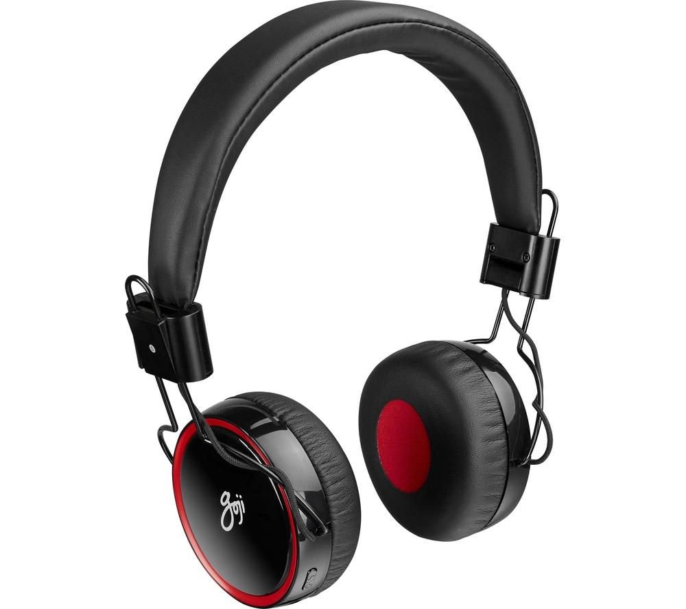 GOJI On Ear Wireless Stereo Headphones Microphone In line control - Rasberry Red