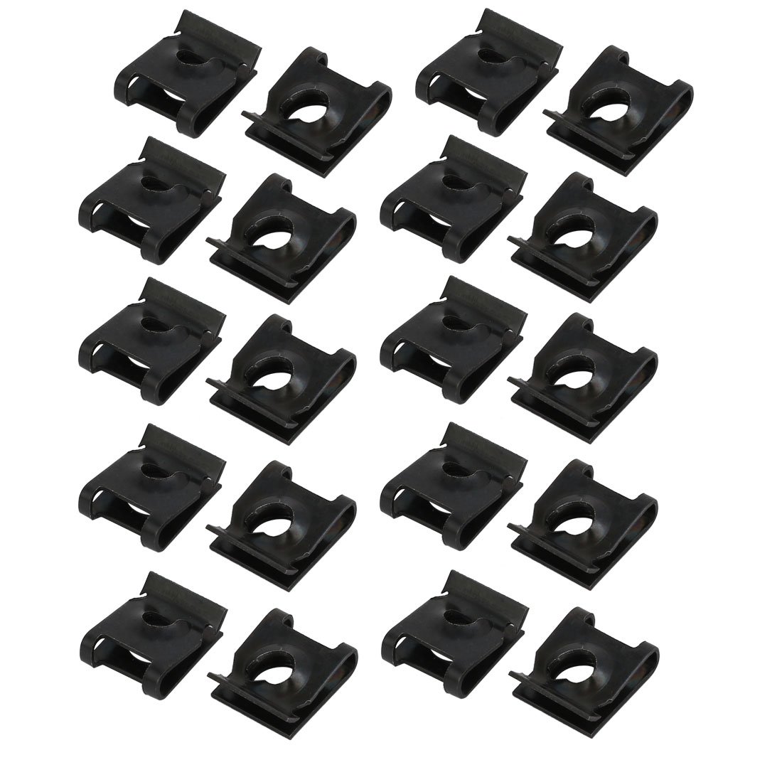 Sourcingmap 20pcs Fit M5/ST4.8 Screw 65Mn Steel Speed Fastener U Nut Black 14.5mm x 12mm