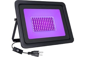 Miheal 100W LED Black Lights, Black Light Flood Light with Plug, IP67 Waterproof Black Lights for Dance Party, Glow in The Da