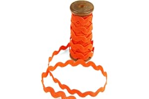 BIAS BESPOKE 3 Yards of Polly 8mm Rigid RIC-Rac Trim on a Wooden Spool, Firecracker Orange
