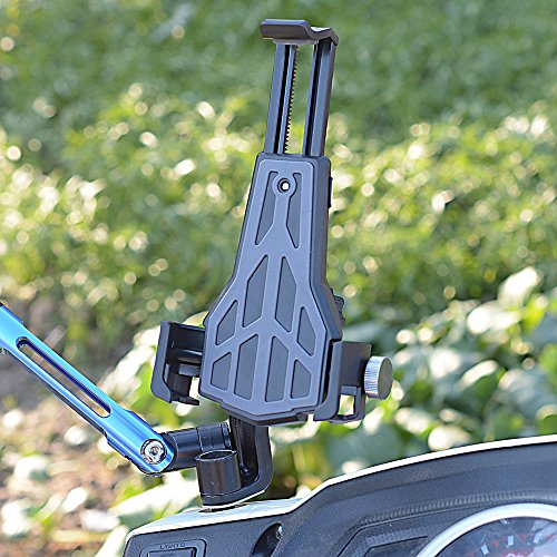 Bike Mount Phone Holder Adjustable Motorcycle Rear View Mirror Cell Phone Cradle Holder for Bicycle MTB Bike Fits iPhone 6, iPhone 7, iPhone 8, Samsung Galaxy S7, S6 & GPS, Black/Grey